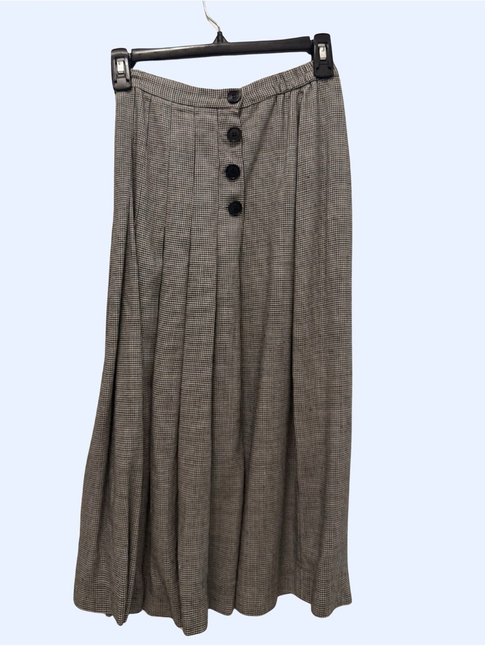 90s Pleated Houndstooth Midi-Skirt